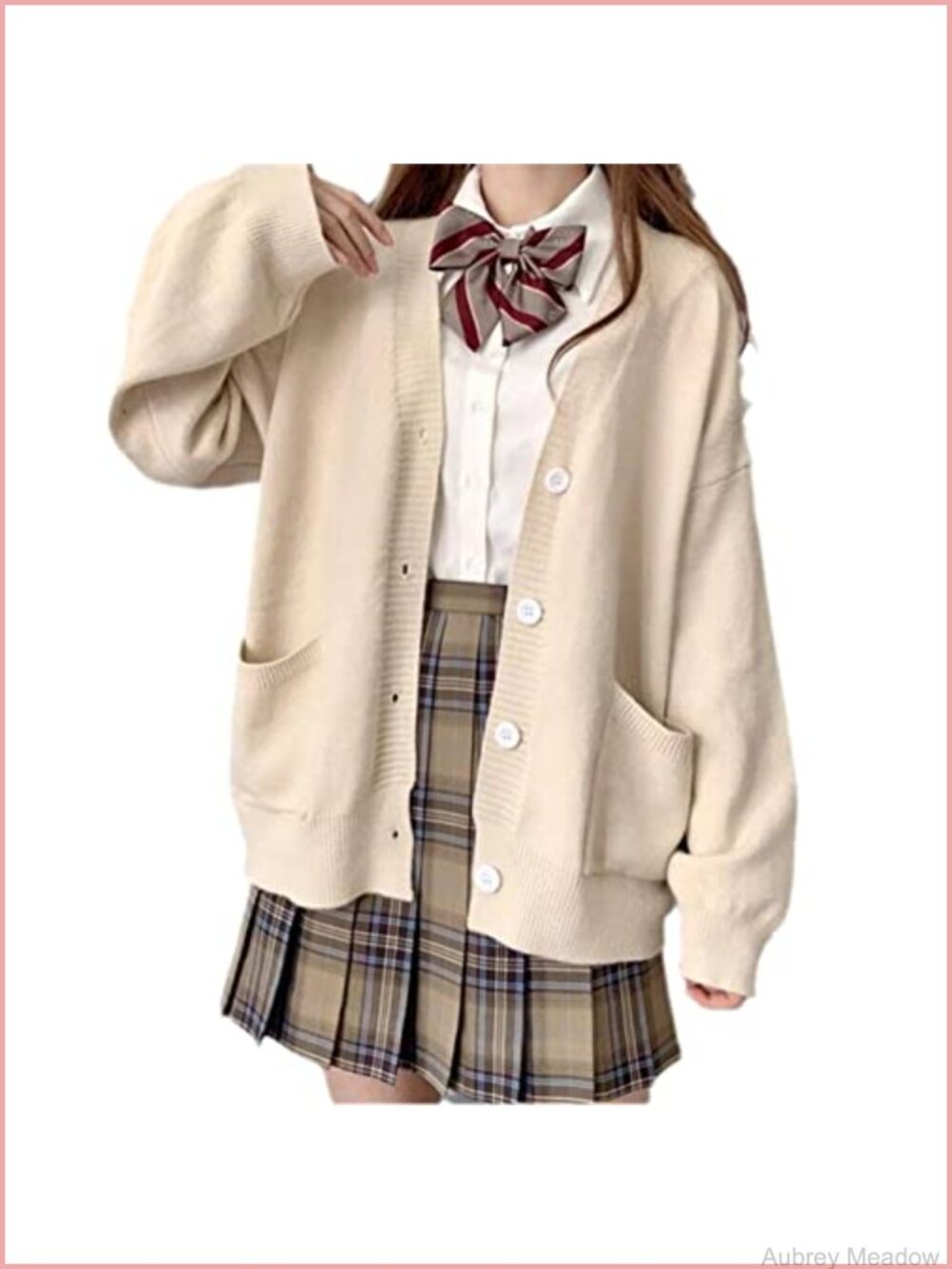 Kawaii Knitted Cardigan Sweater Long Sleeve Button Down JK Uniform